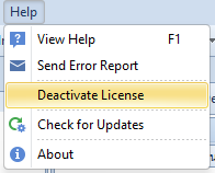 เมนู Help เลือก Deactivate License